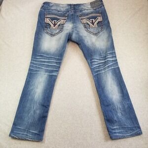 American Fighter Jeans Mens 40x31 Blue Defender Slim Fit Affliction Embroidered